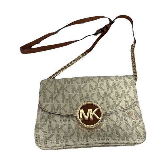 Michael Kors Fulton Cream Logo Crossbody Bag - Picture 1 of 12